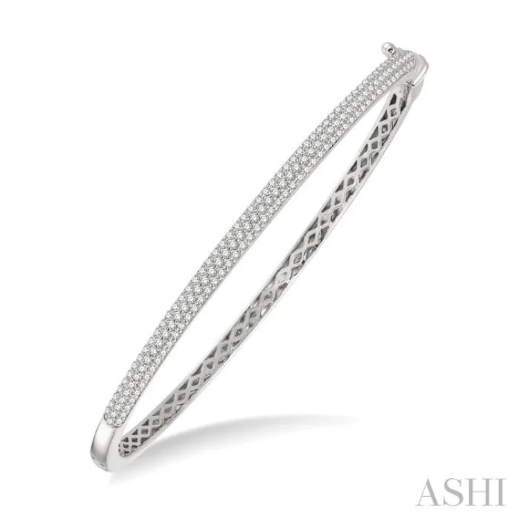 1 ctw Round Cut Diamond Fashion Bangle in 14K White Gold