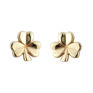 10K Gold Tiny Shamrock Stud Earrings