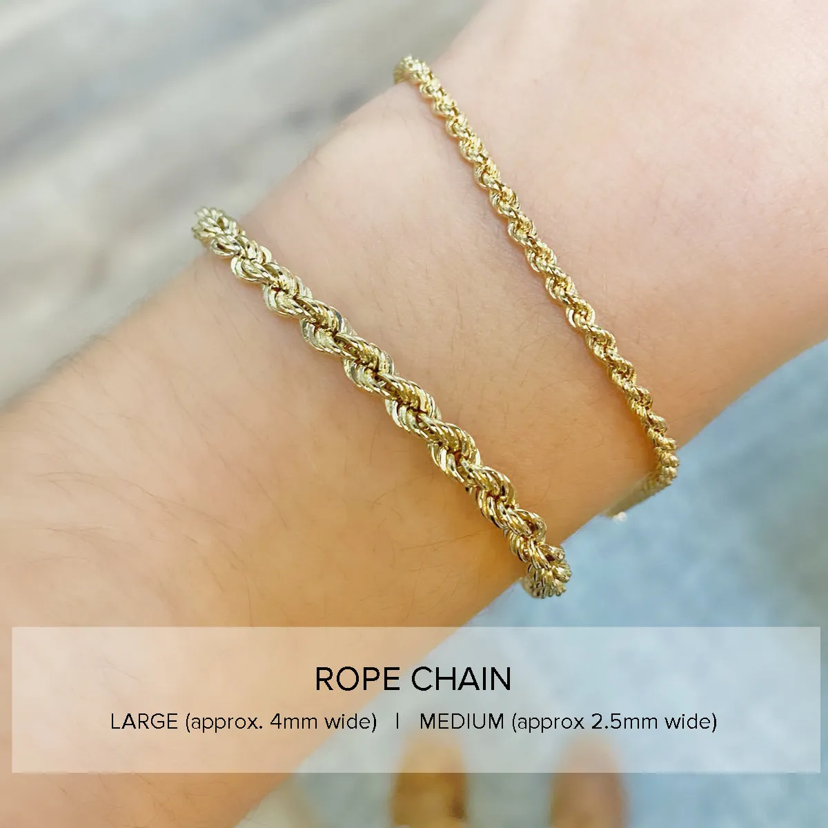 14k Medium Rope Chain Bracelet