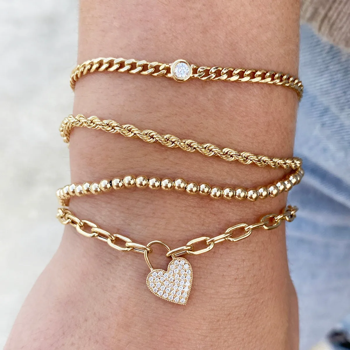 14k Medium Rope Chain Bracelet