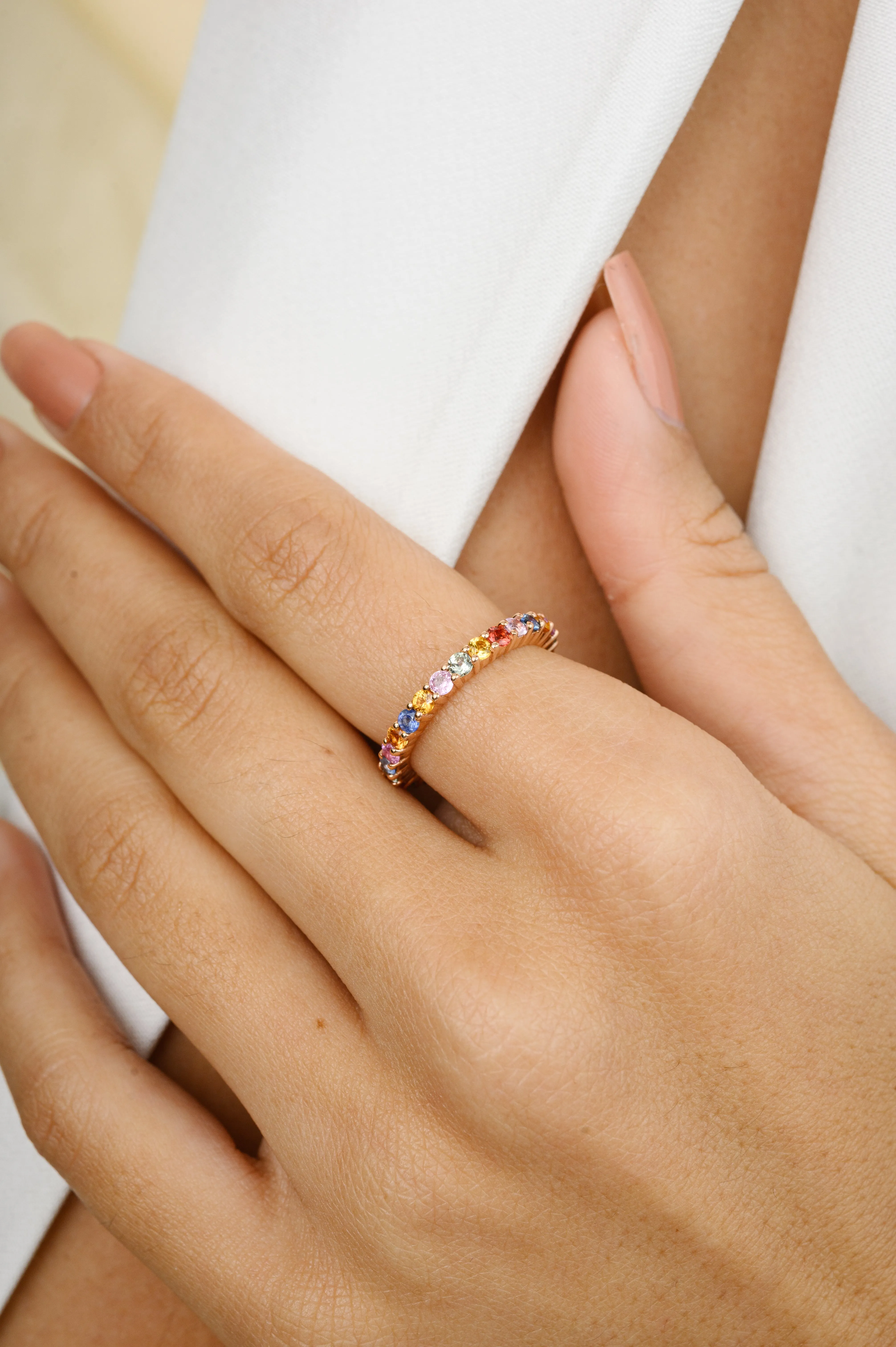 14K Multi Sapphire Eternity Band