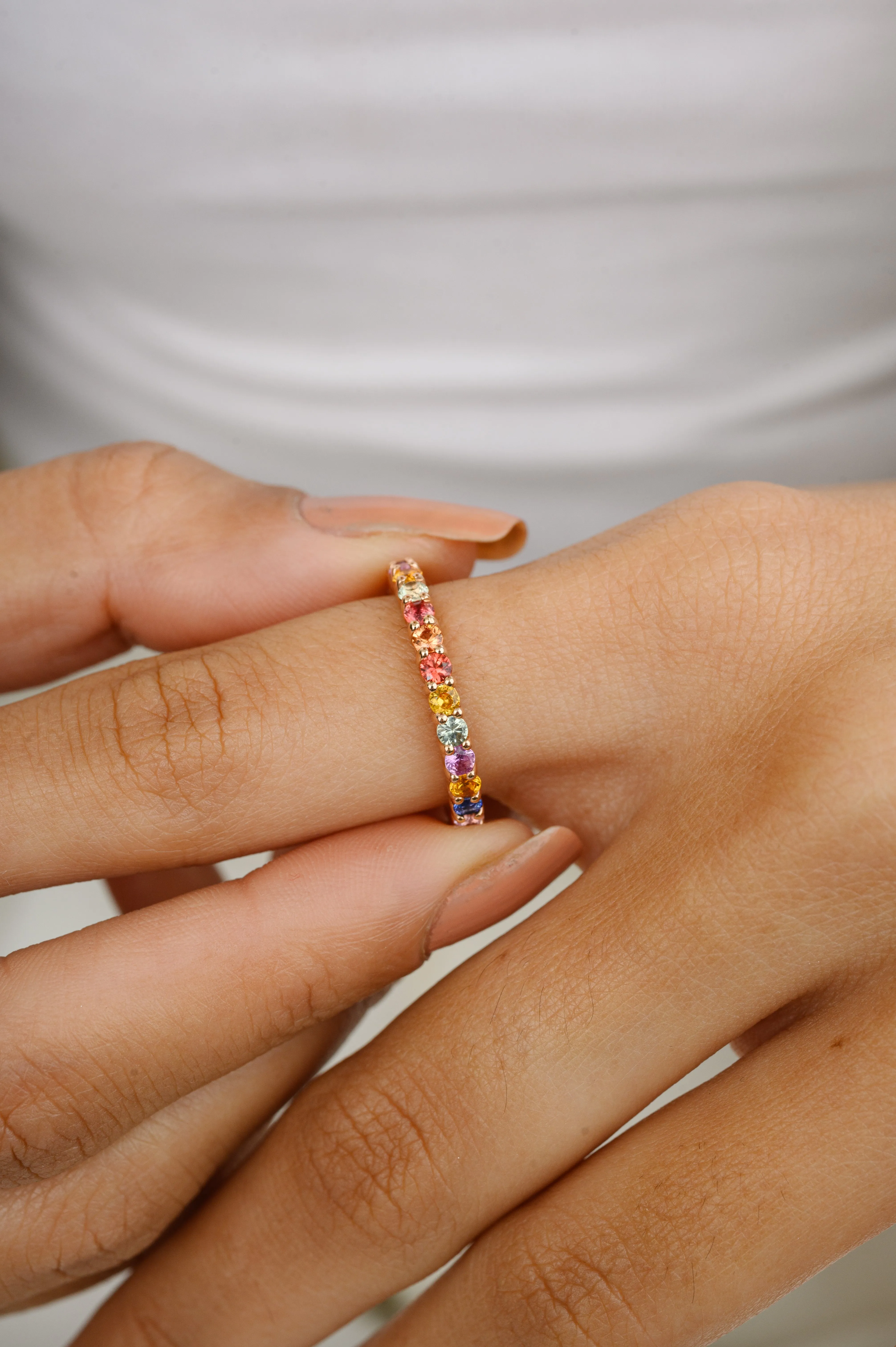 14K Multi Sapphire Eternity Band