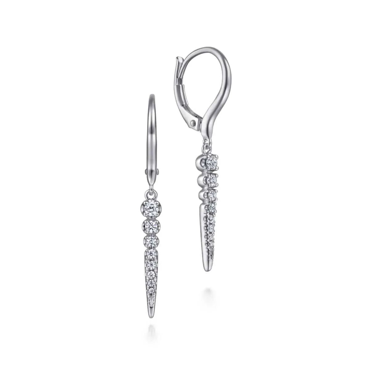 14K White Gold Diamond Spike Drop Earrings - EG14515W45JJ