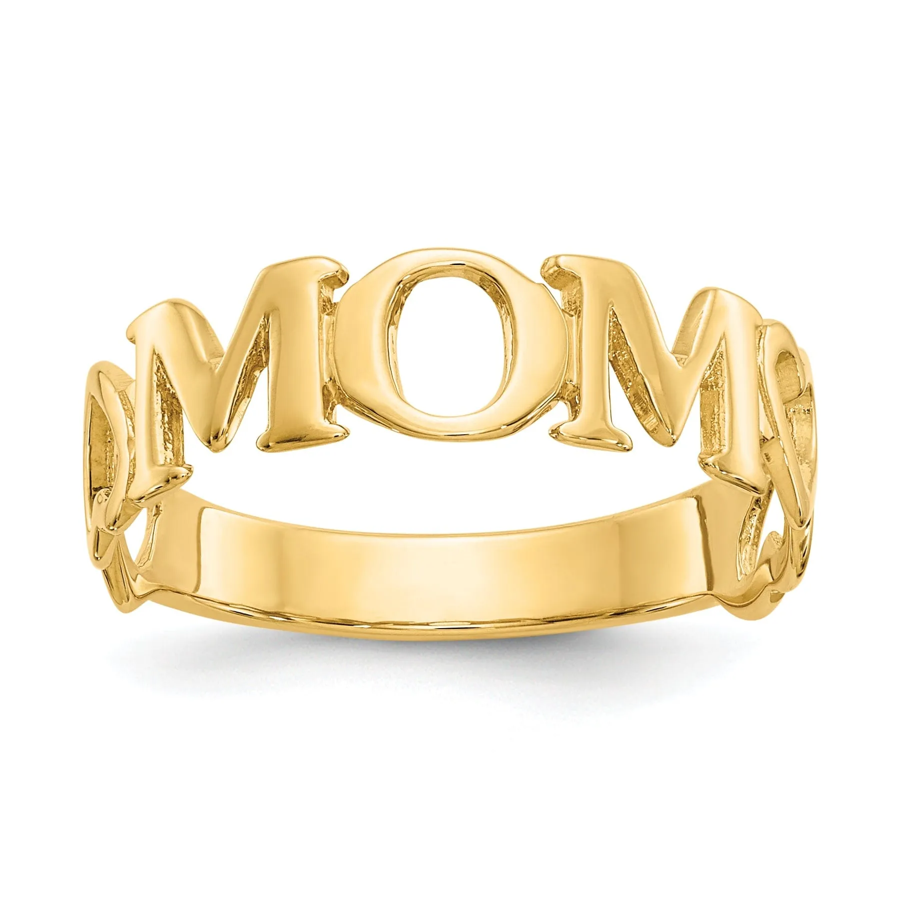 14k Yellow Gold Polished 'Mom' Ring