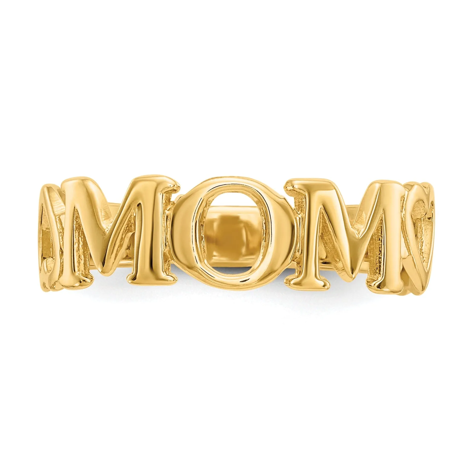 14k Yellow Gold Polished 'Mom' Ring