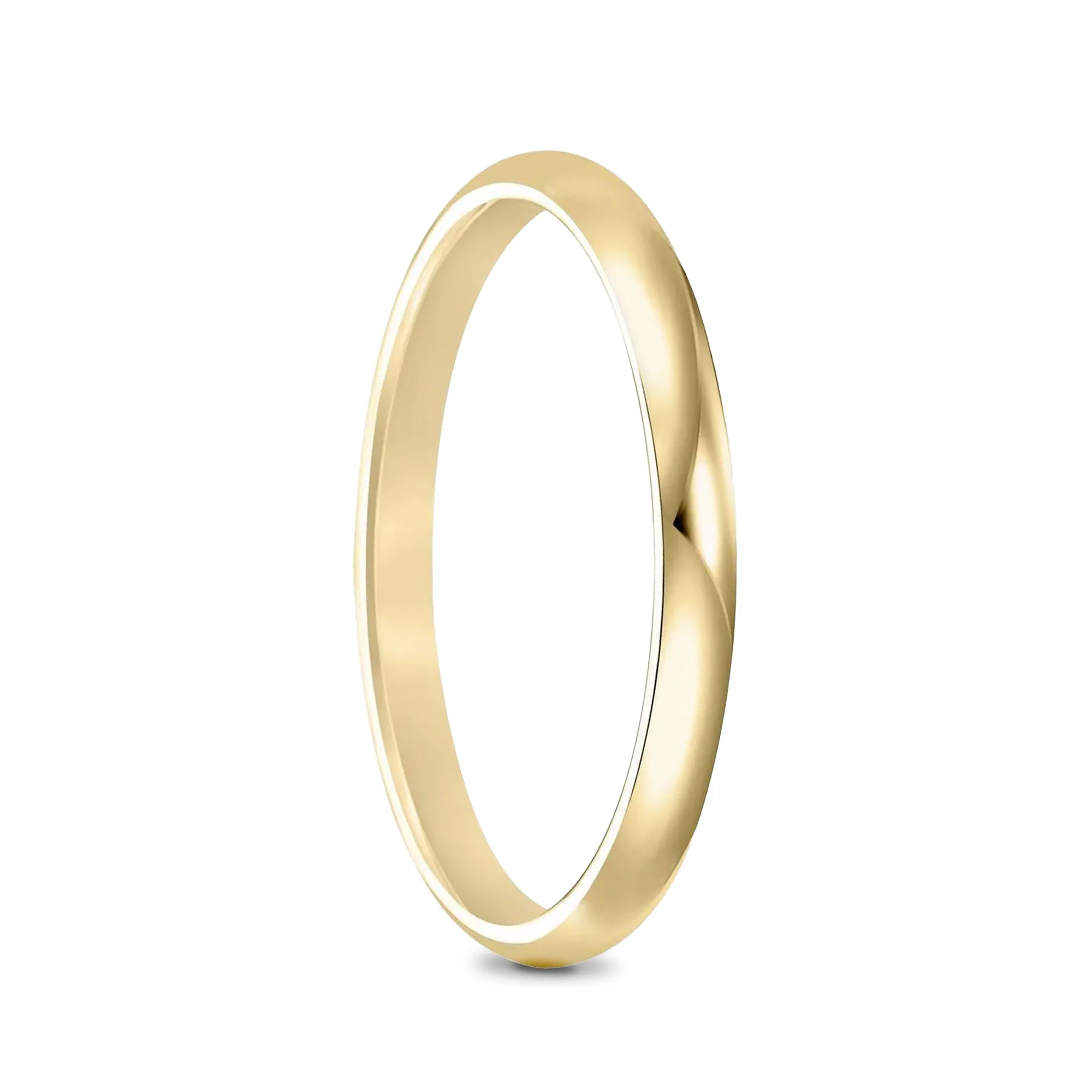 14k Yellow Gold Women's Domed Ring with Polished Finish - 2mm - 4mm