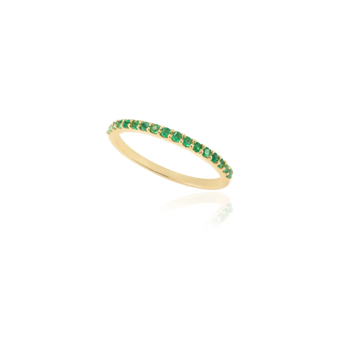 18K Gold Emerald Stackable Half Eternity Band