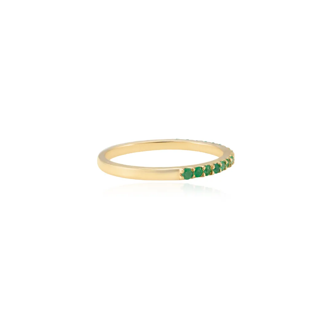 18K Gold Emerald Stackable Half Eternity Band