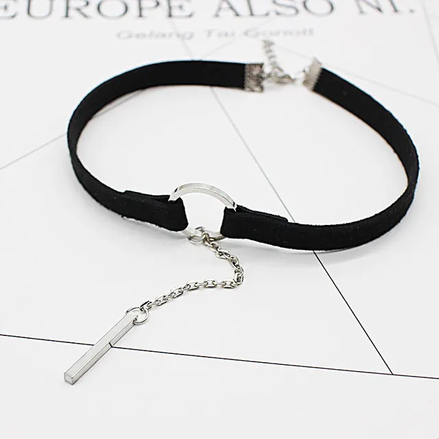 2017 New Velvet Choker Necklace Black leather Strip Circle Gothic for Women rope chain Collar Best Pendants Necklaces Jewelry