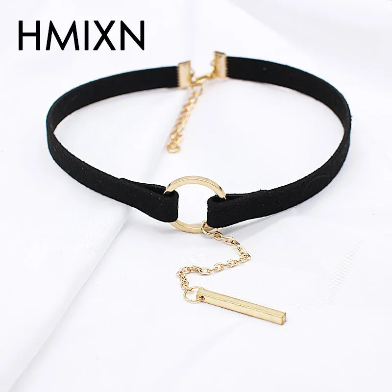 2017 New Velvet Choker Necklace Black leather Strip Circle Gothic for Women rope chain Collar Best Pendants Necklaces Jewelry