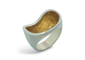 24ct Gold Leaf Flowing Resin Rings, Sterling Silver