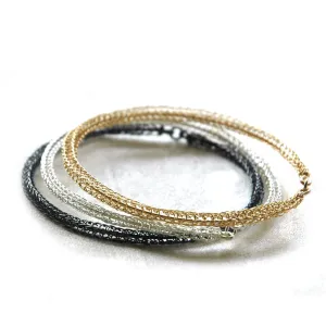 3 Bangle Bracelets combo , gold, silver and gray silver