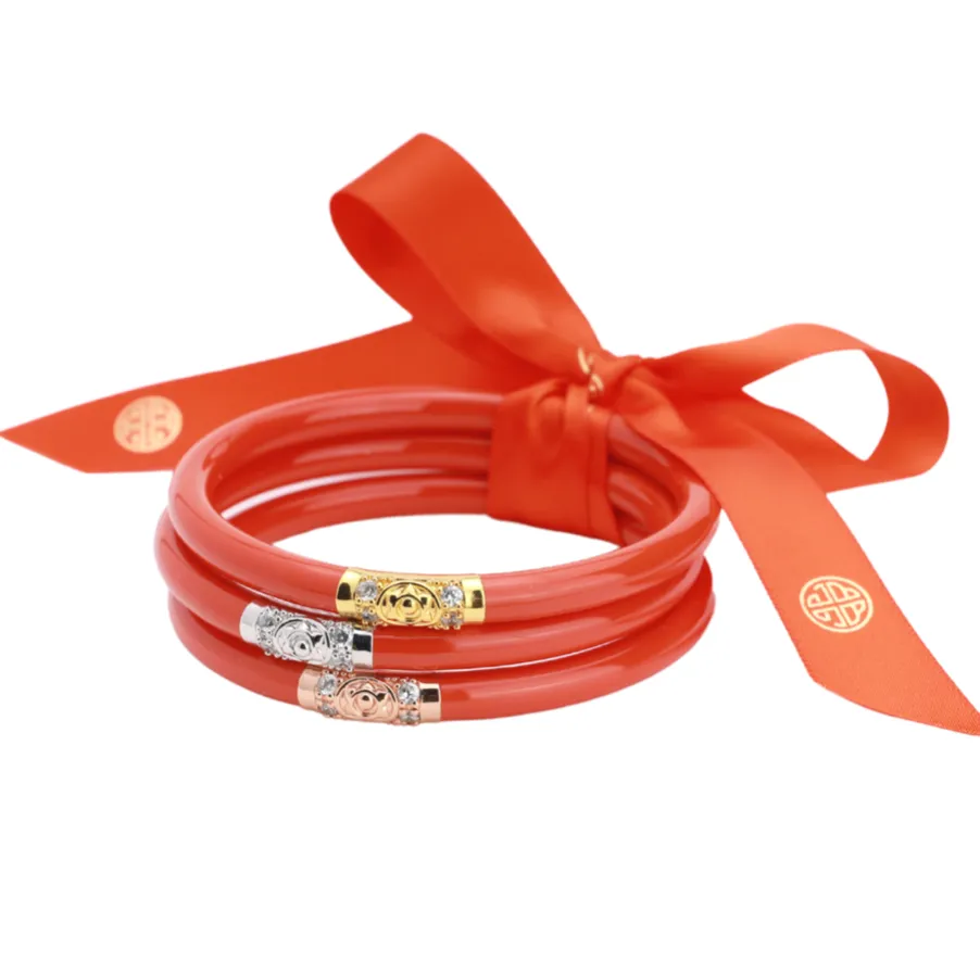 3 Kings All Weather Bangle Set of 3 - Coral