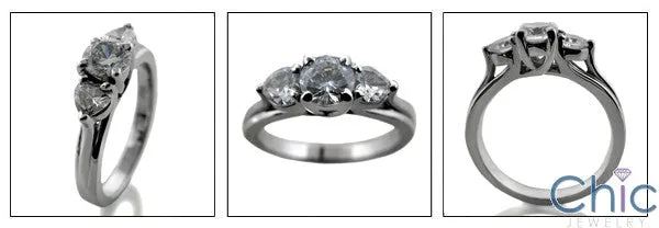 3 Stone 1 Round C art Shape Cubic Zirconia Cz Ring