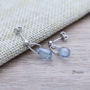 925 Sterling Silver Blue Water Drop Dangle Earrings