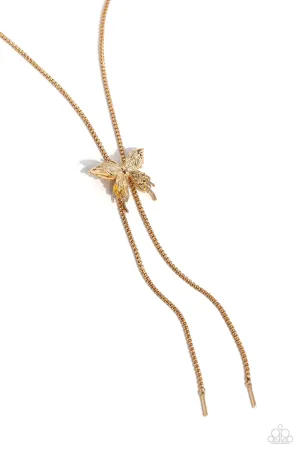 Adjustable Acclaim - Gold - Butterfly Bolo Paparazzi Short Necklace