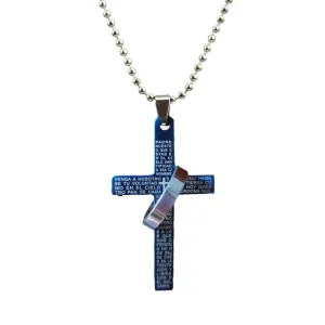 Alloy Bible Cross Circle Pendant Necklace