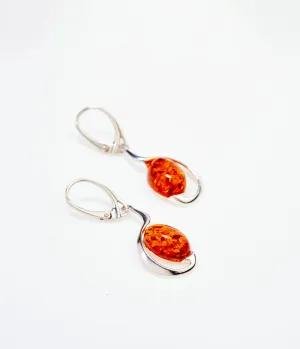 Amber Sunrise Earrings - Genuine Baltic Amber & Sterling Silver | Elegant Horizon Collection