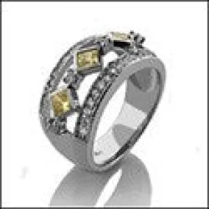 Anniversary Canary Princess in Bezel Cubic Zirconia Cz Ring