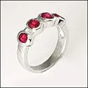 Anniversary Ruby Oval CZ Baguettes Half Bezel Channel Cubic Zirconia Ring 14K White Gold