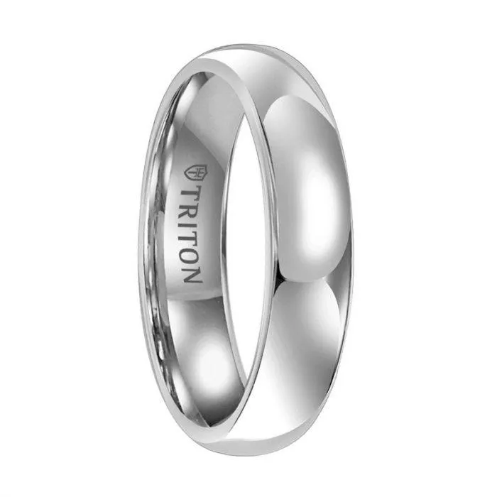 ANWEN Women's Domed White Tungsten Ring with Polished Finish by Triton Rings - 4 mm & 5 mm