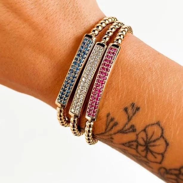 ASPERY & GULDAG - 14K Pink Sapphire Bar Bead Bracelet