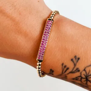 ASPERY & GULDAG - 14K Pink Sapphire Bar Bead Bracelet