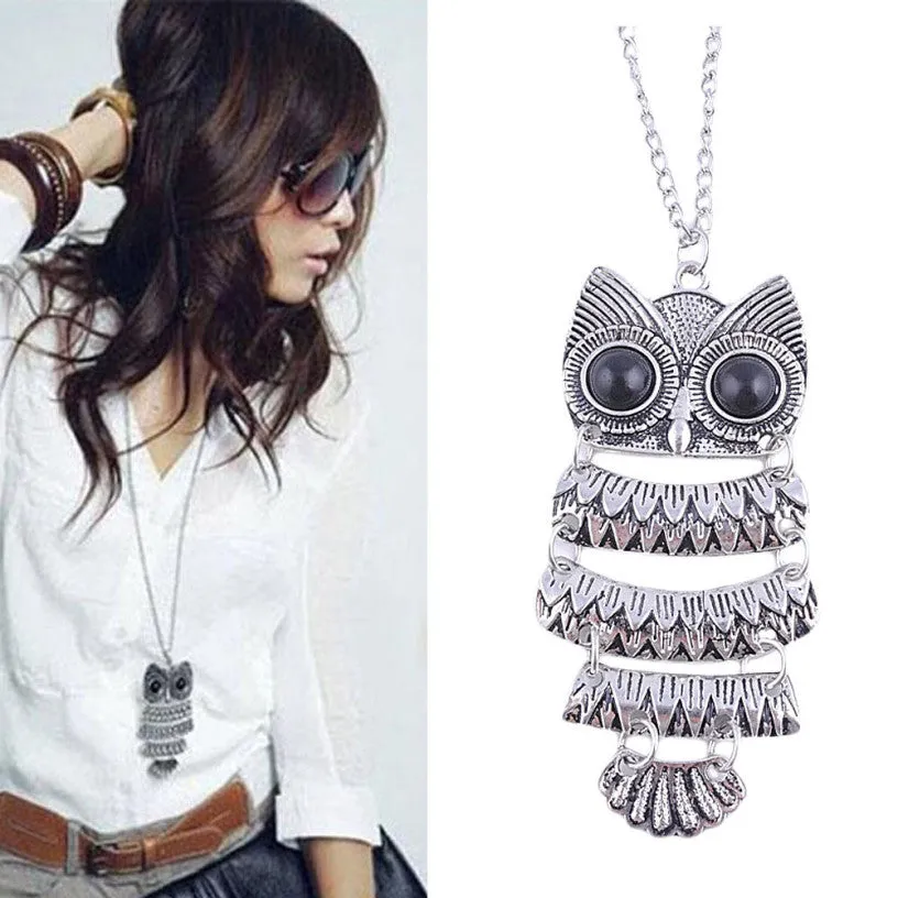 Best Deal New Fashion Lady Women Vintage Silver Owl Pendant Necklace Best Gift