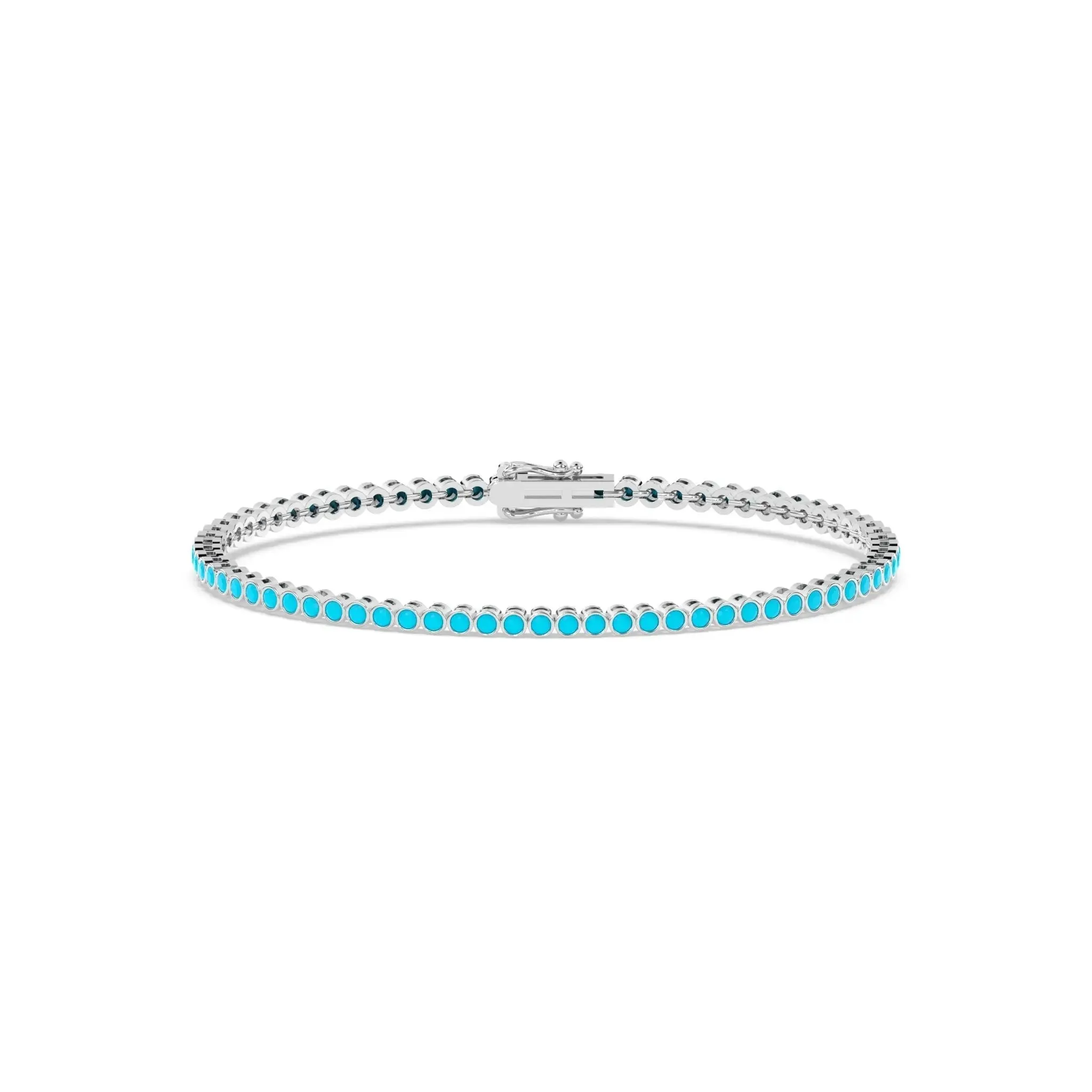 Bezel Set Turquoise Tennis Bracelet