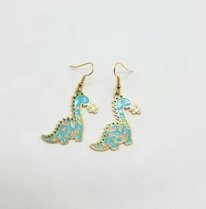 Blue Cartoon Dinosaur Earrings