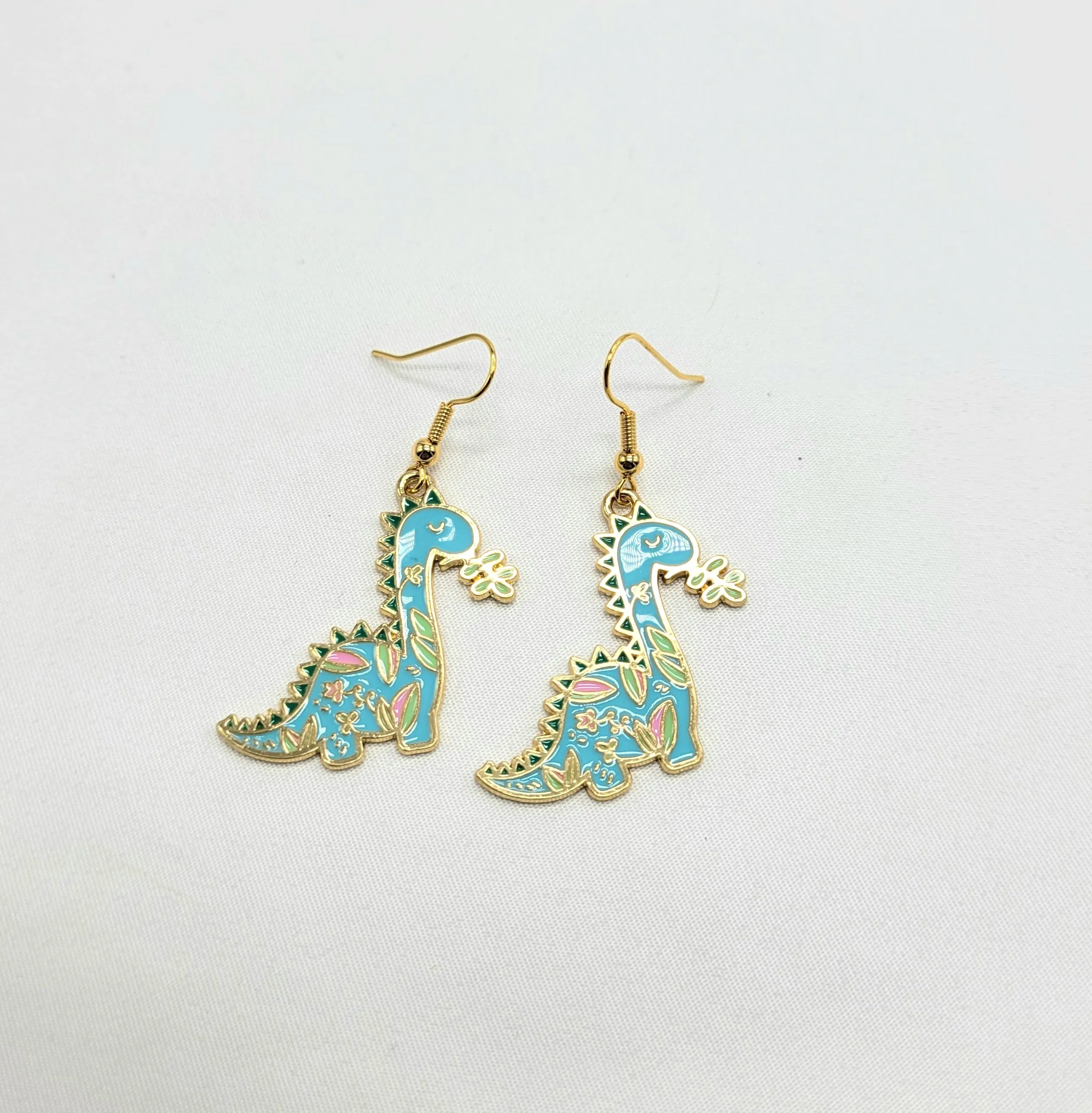 Blue Cartoon Dinosaur Earrings