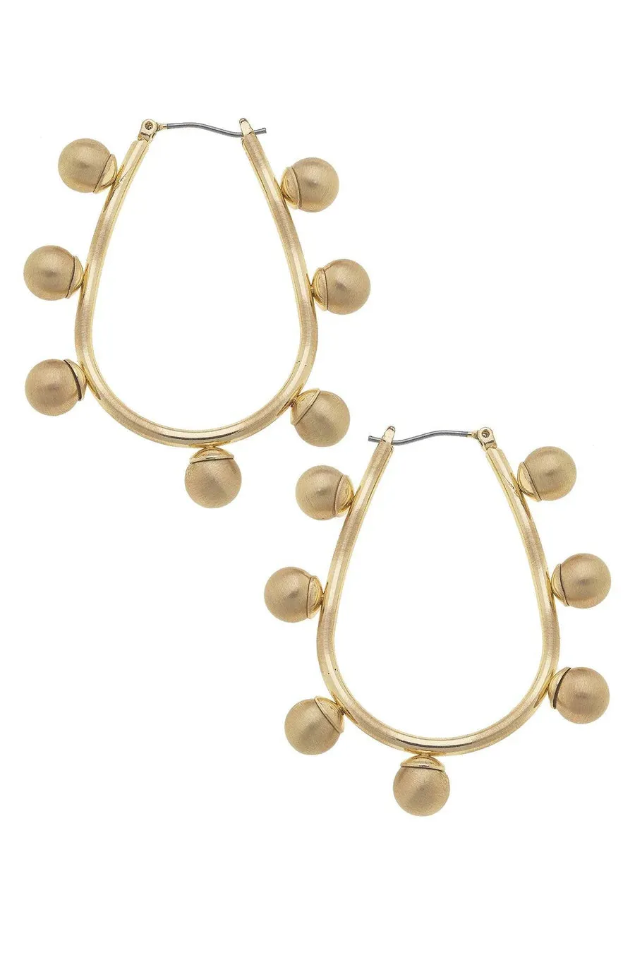 Canvas Allison Studded Metal Teardrop Hoop Earrings in Gold