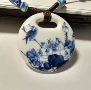 Ceramic Necklace Pendants New Fashion Vintage Handmade Blue And White Jewelry Accessories Wholesale Gifts For Lovers