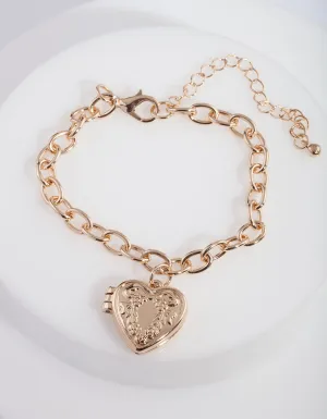 Chunky Heart Locket Bracelet