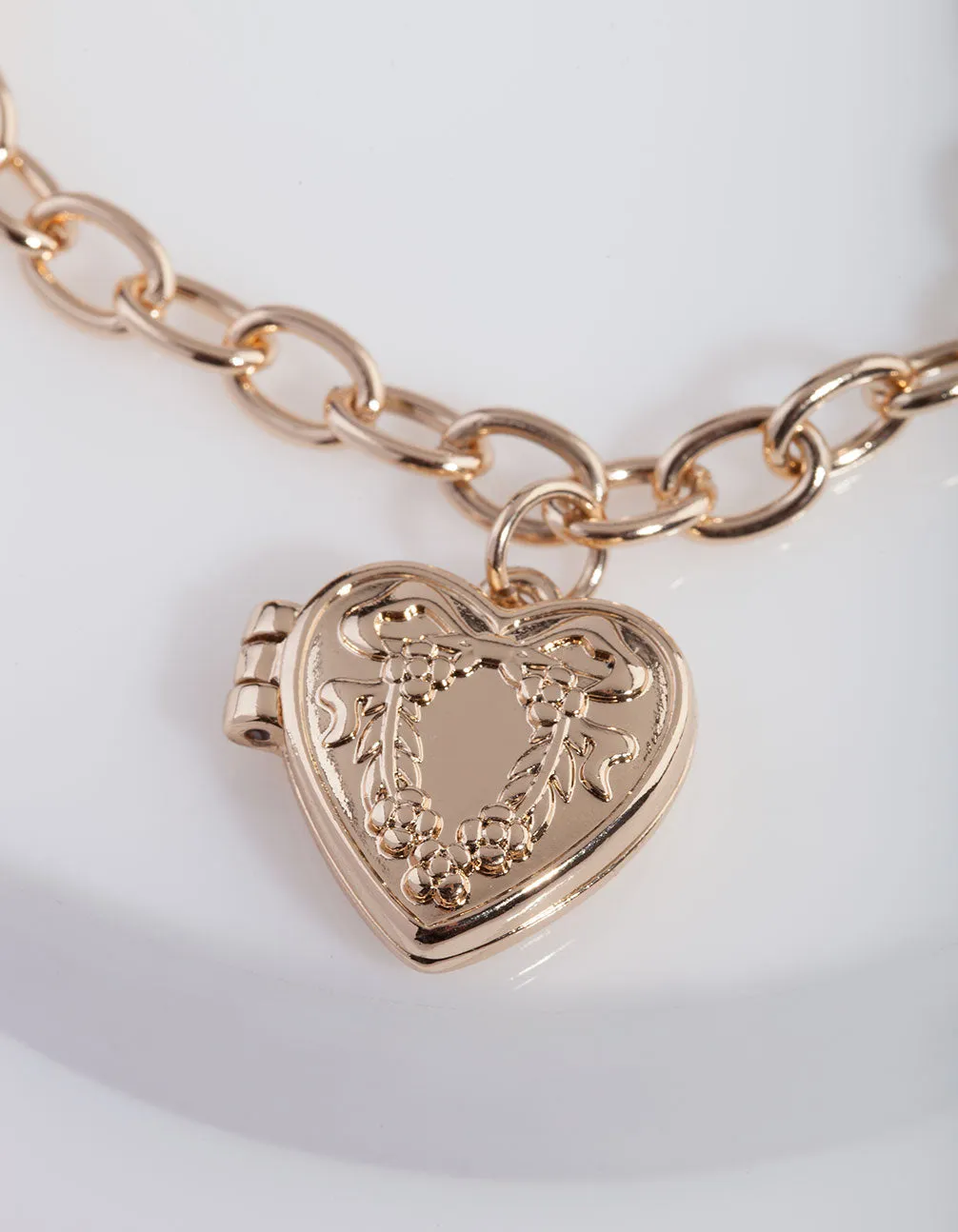 Chunky Heart Locket Bracelet