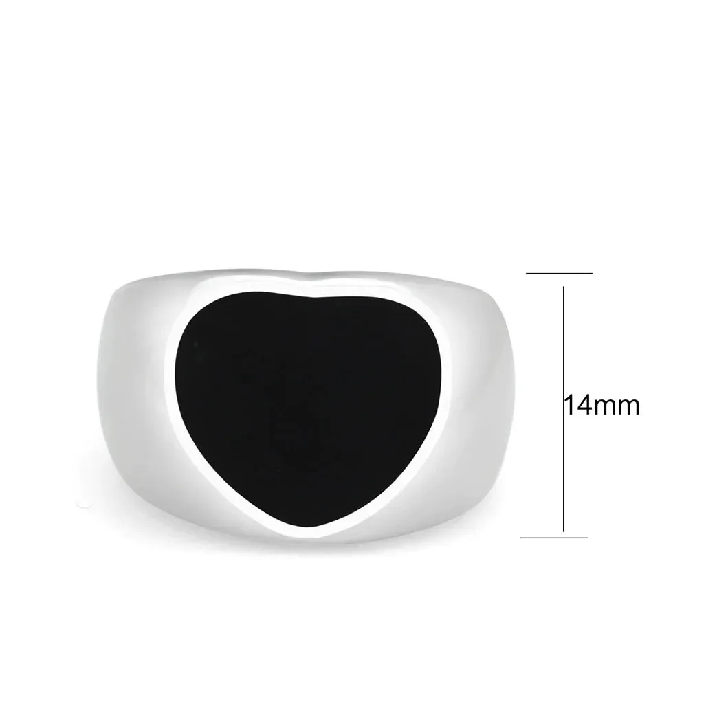 CJ3882 Wholesale Women's Stainless Steel Epoxy Jet Black Heart Ring