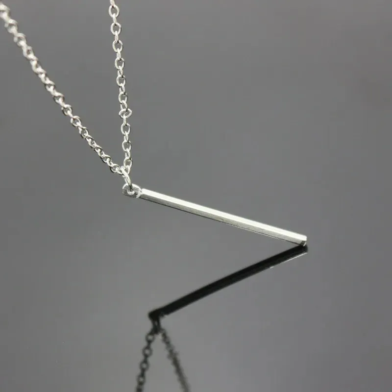 Classic Chain Square Bar Strip Copper Jewelry Stick New Charm Simple Long Pendant Fashion Collares Necklace