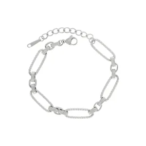 Courage Waterproof Oval Ripple Link Bracelet Silver Plating