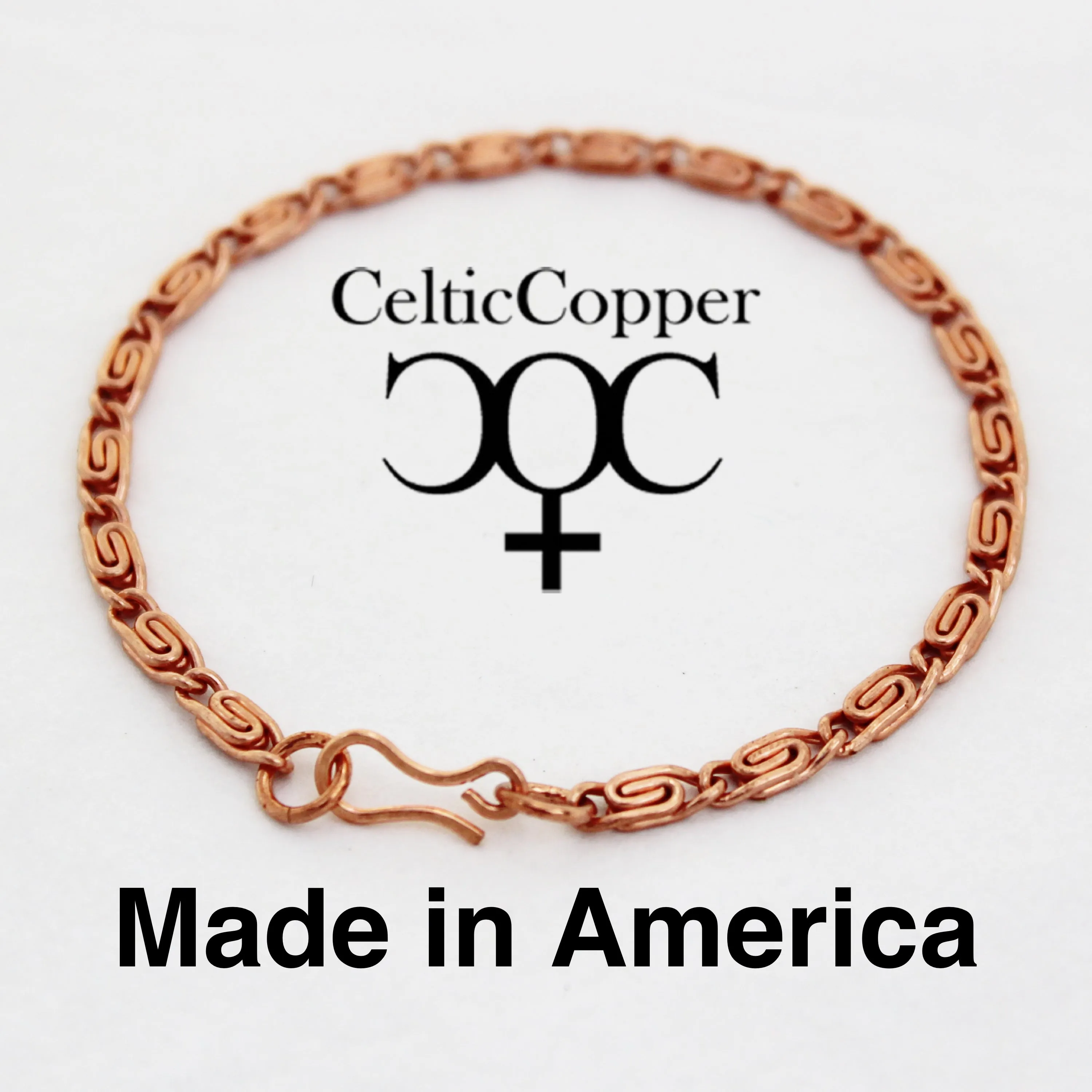 Custom Bracelet Chain Fine Celtic Copper Scroll Chain Bracelet 3mm C61M Custom Size Solid Copper Bracelet Chain