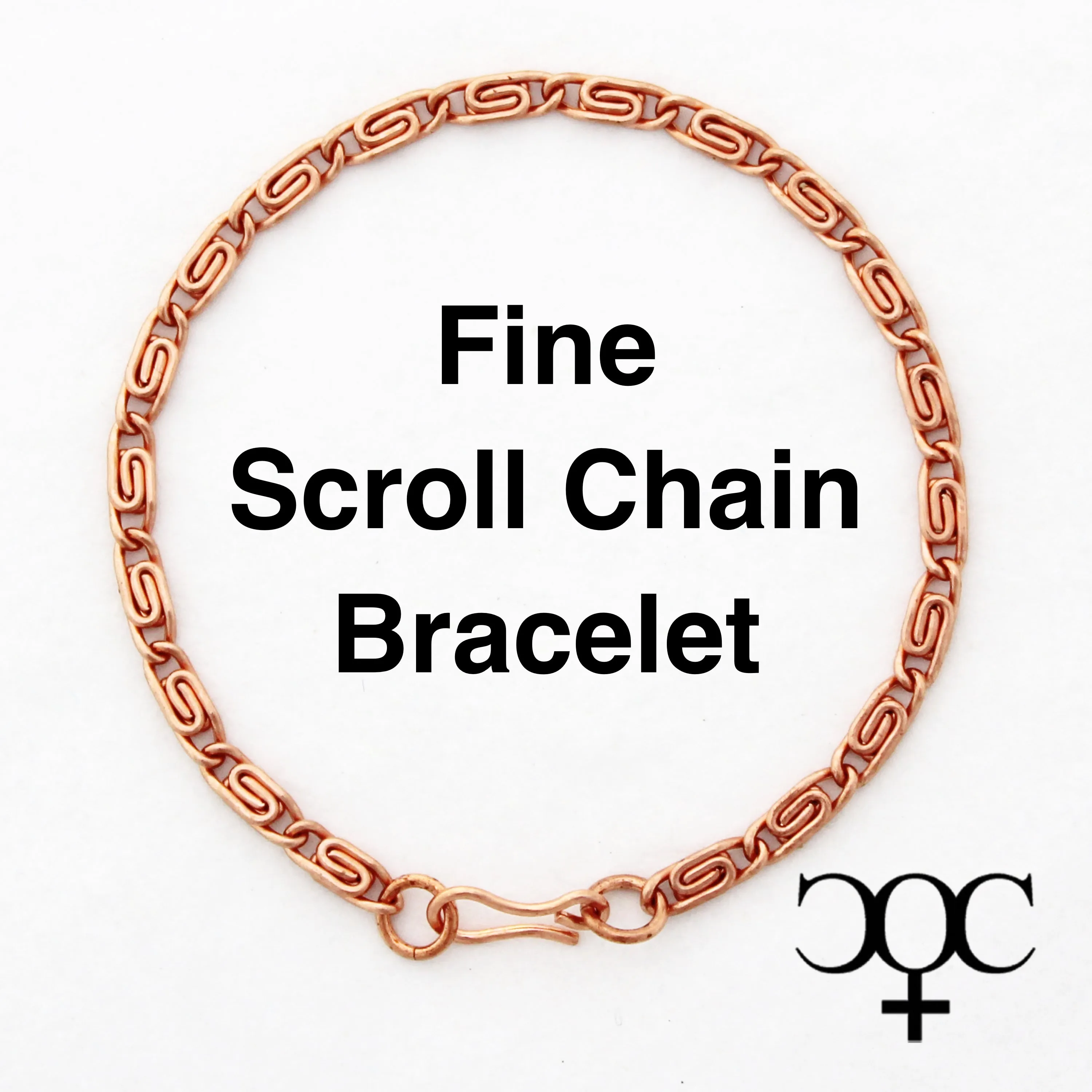 Custom Bracelet Chain Fine Celtic Copper Scroll Chain Bracelet 3mm C61M Custom Size Solid Copper Bracelet Chain