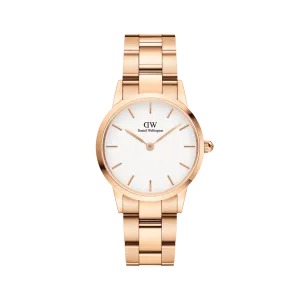 Daniel Wellington Iconic Link 36 Rose Gold & White Watch