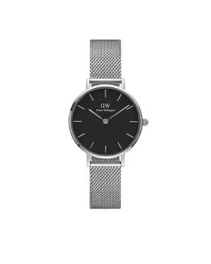 Daniel Wellington Petite 28 Sterling Silver & Black Watch