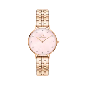 Daniel Wellington Petite Lumine 28 5-Link Rose Gold & Mother of Pearl Pink Watch