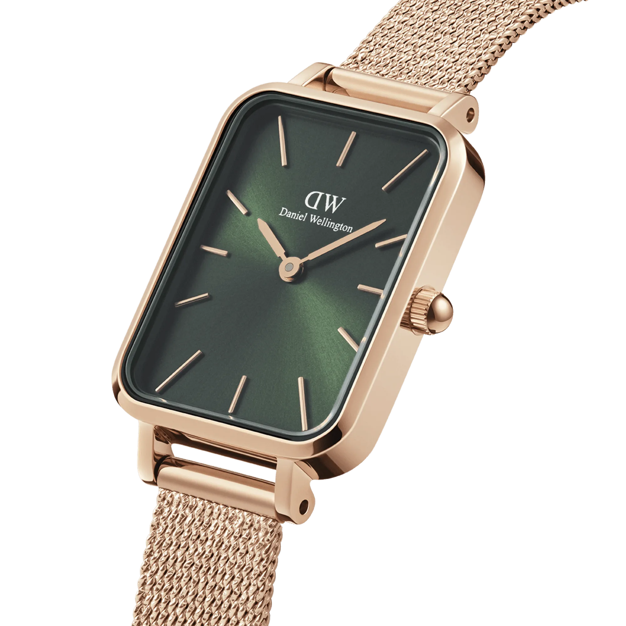 Daniel Wellington Quadro 20X26 Pressed Melrose Rose Gold & Emerald Watch