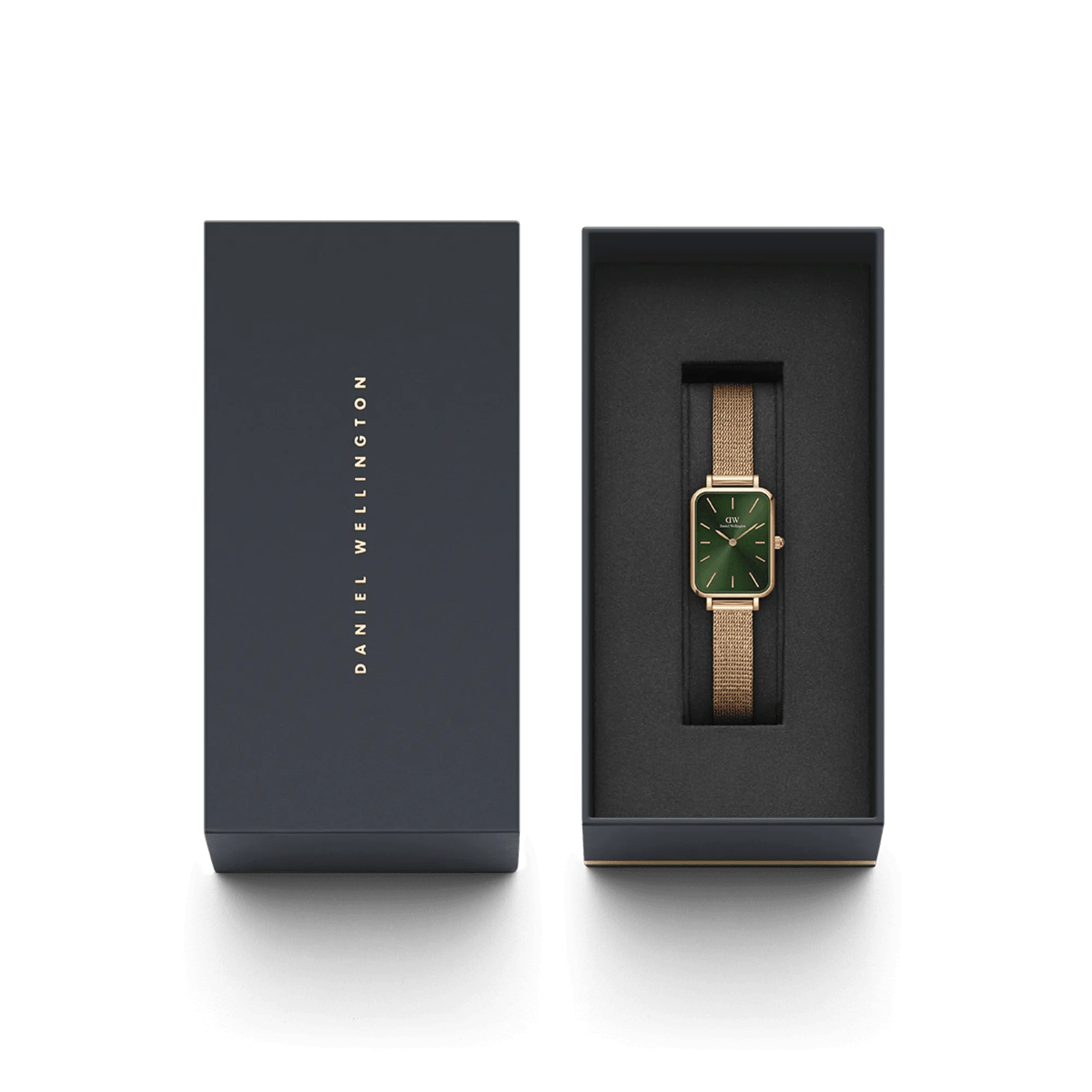 Daniel Wellington Quadro 20X26 Pressed Melrose Rose Gold & Emerald Watch