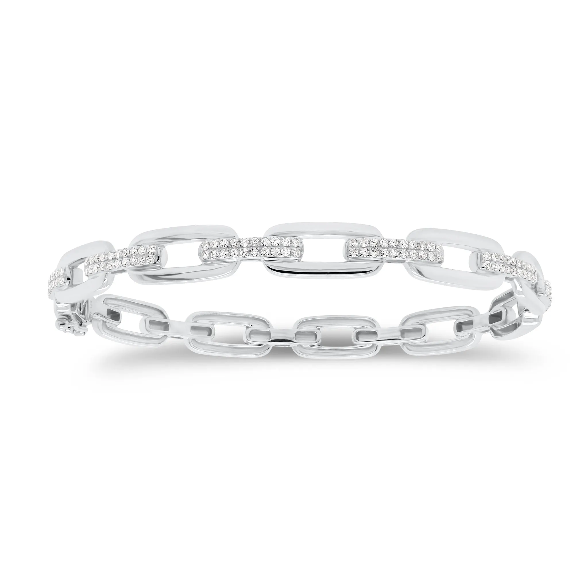 Diamond Bold Link Bangle Bracelet