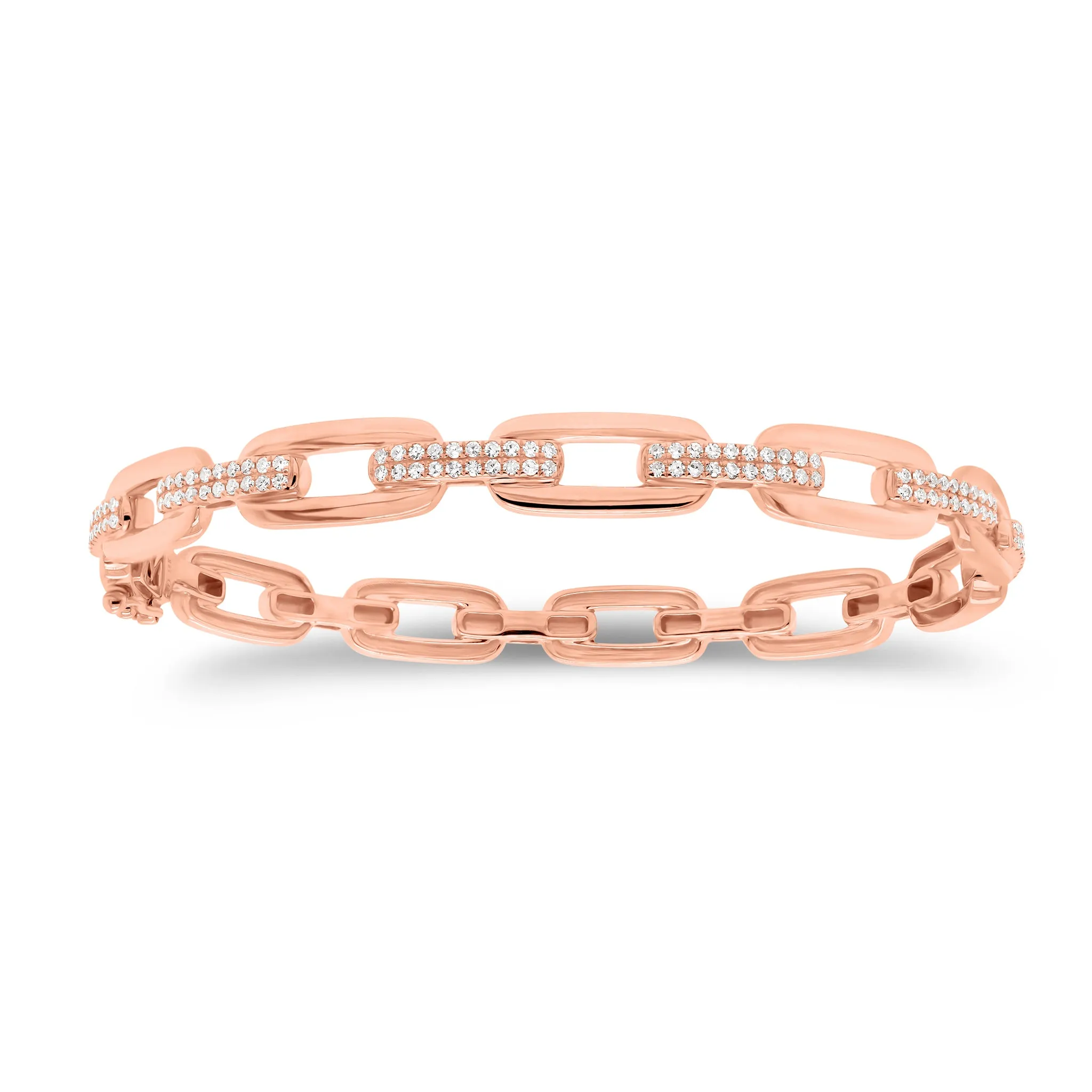 Diamond Bold Link Bangle Bracelet