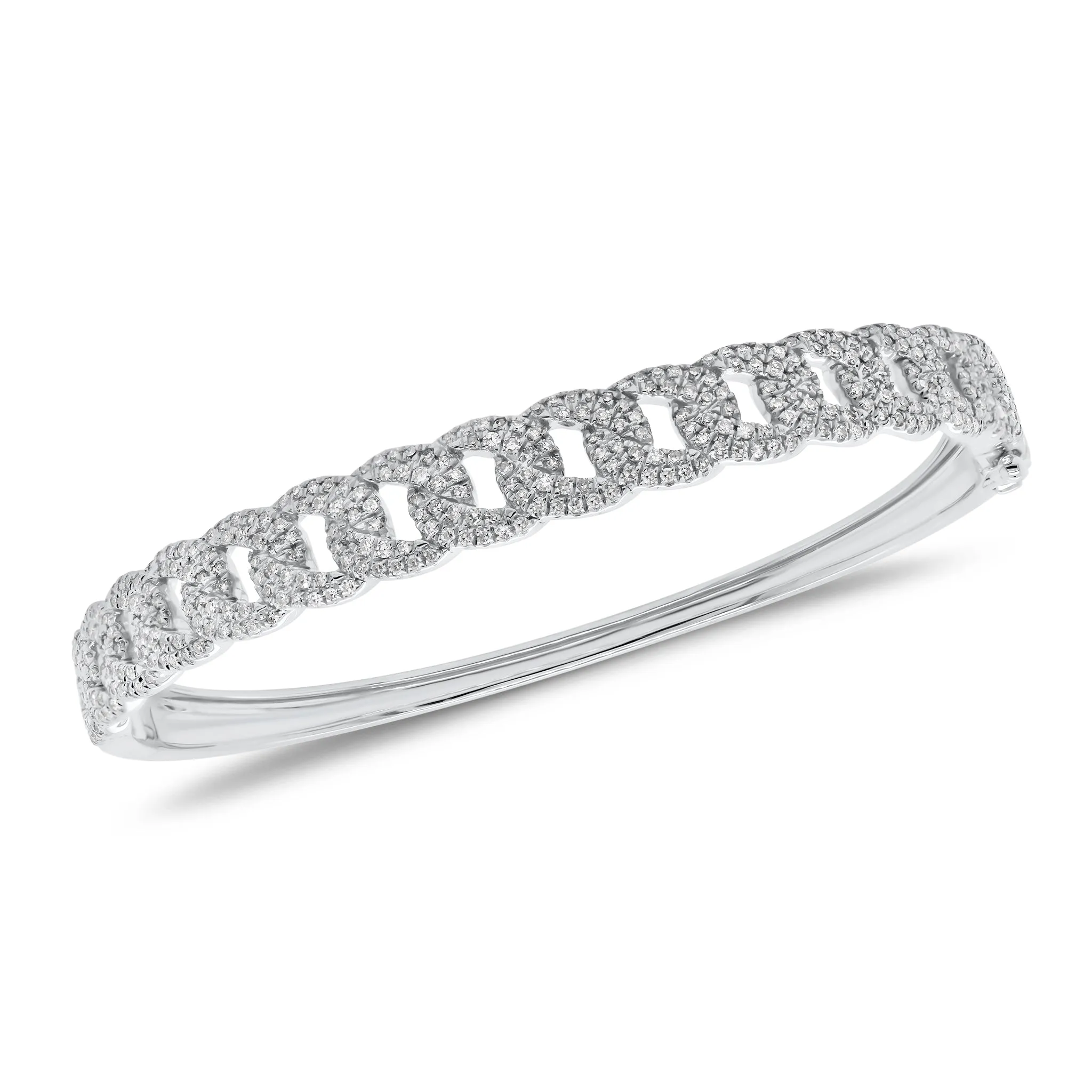 Diamond Curb Chain Half-Way Bangle Bracelet