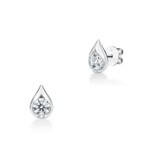 Droplet 1.46Ct Diamond Stud Earrings in 18K White Gold