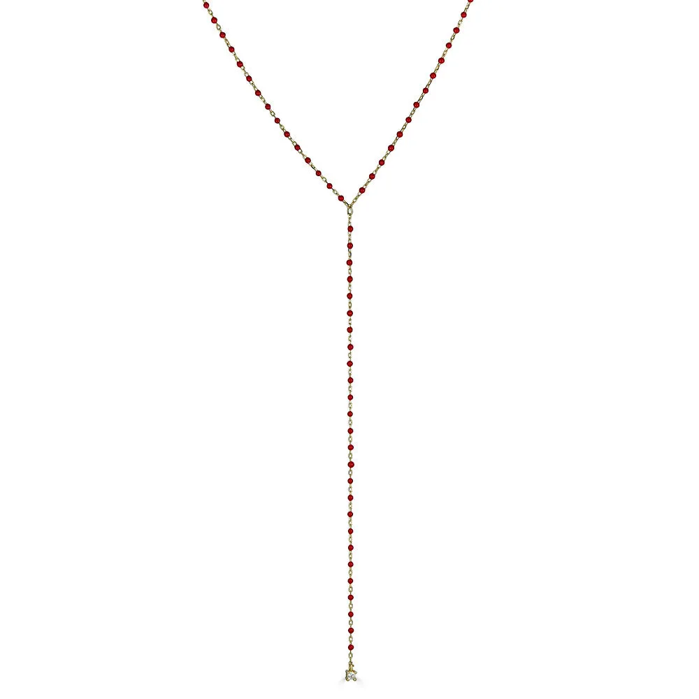 ENAMEL BEADS LARIAT NECKLACE